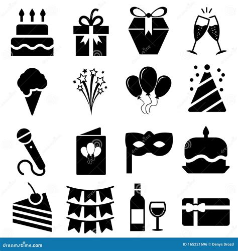 Birthday Icon Vector Set Party Illustration Sign Collection Congrats