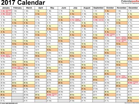 2017 Calendar Download 17 Free Printable Excel Templates Xlsx