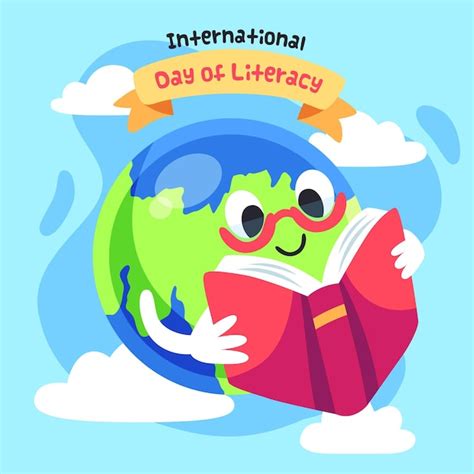 Free Vector International Literacy Day With Earth And Book