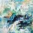 Large Original Blue Abstract Painting By House 