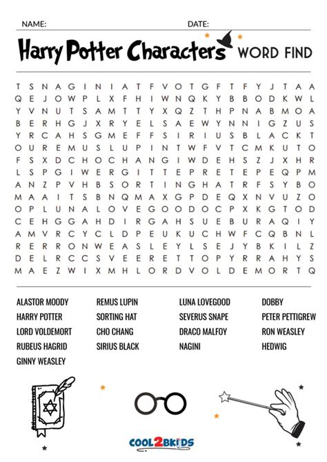 Harry Potter Word Search Printable Printable Word Searches