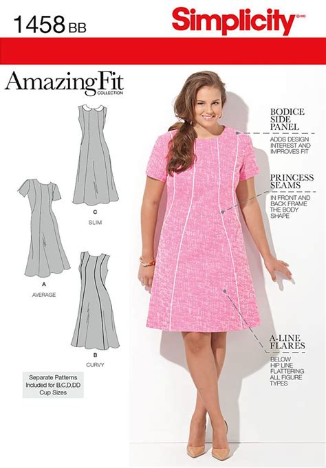 Misses And Plus Size Amazing Fit A Line Dress With Princess Seams Has Individual Pattern Pieces