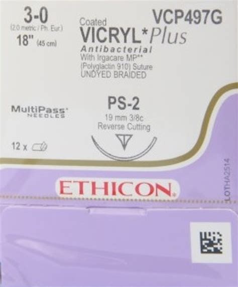 Ethicon Coated Vicryl Plus Suture Reverse Cutting 38 Circle 19mm