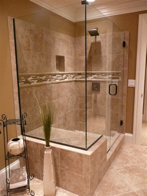 Glass is bright and light reflecting, which will make the whole shower appear a lot larger than it really is. Tiled Bathroom Shower - Traditional - Bathroom ...