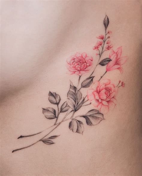 Cute Flower Tattoo Chest Tattoos For Women Tattoos For Women Flowers Blue Flower Tattoos