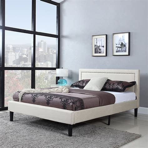 classic twin bed deluxe linen low profile platform bed frame with nailhead trim 647923467345 ebay