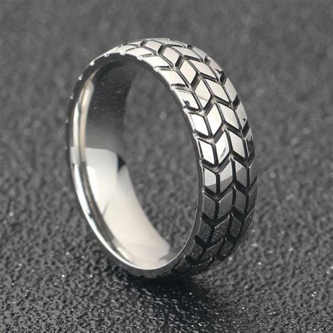 Mens Stainless Steel Ring Car Tire Punk Rock Rings Gothic Party Punk