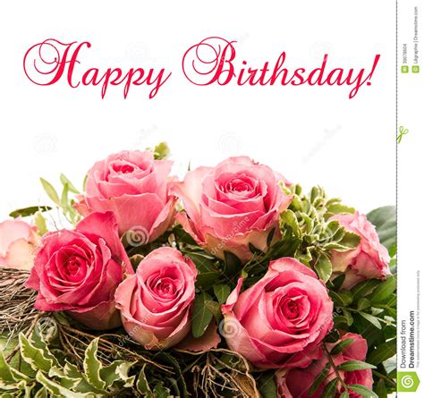 I think flower could be the best way of wishing a happy birthday. Bouquet Of Fresh Pink Roses Isolated On White Stock Photo ...