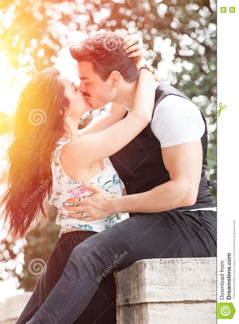 Beautiful Couple Kissing And Love Loving Relationship And