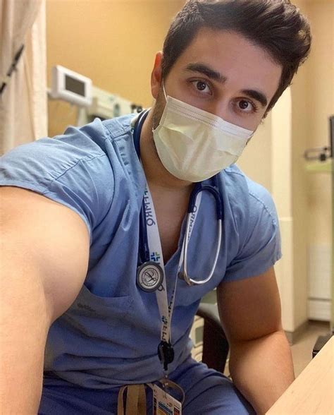 Cute Male Nurse Taking Selfie While Working Pretty Eyes