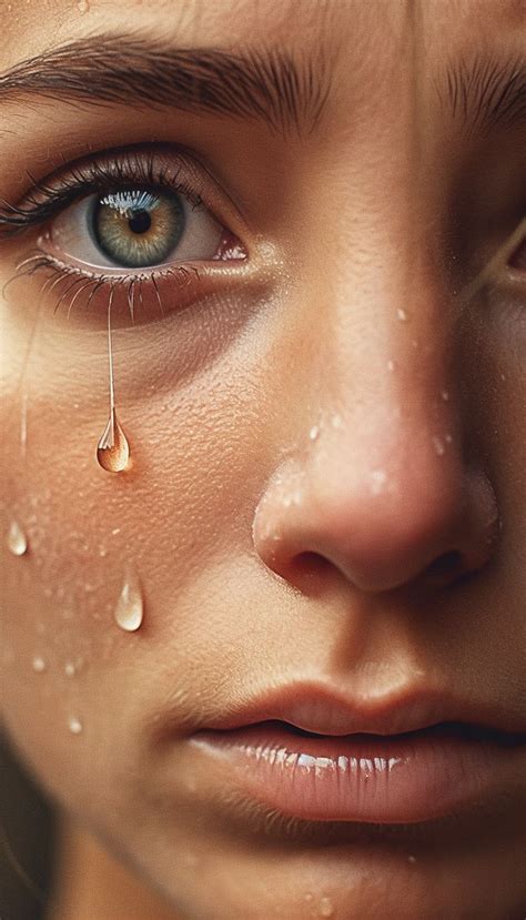 A Woman With Drops Of Water On Her Face