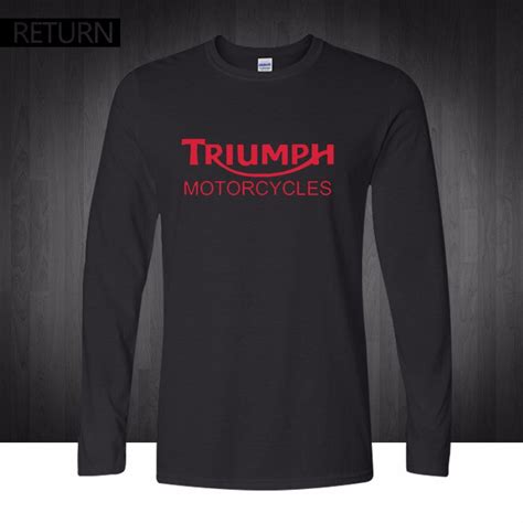 Classic Triumph Motorcycles T Shirt Men 100 Cotton Printed Long Sleeve