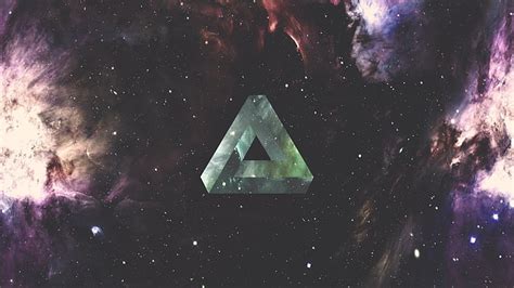 Hd Wallpaper Green Logo Triangle Geometry Space Nebula Galaxy