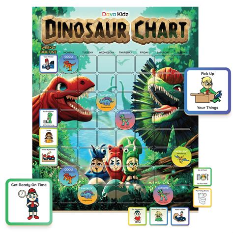 Buy Dinosaur Chore Chart For Kids Magnetic Behavior Chart To Spark
