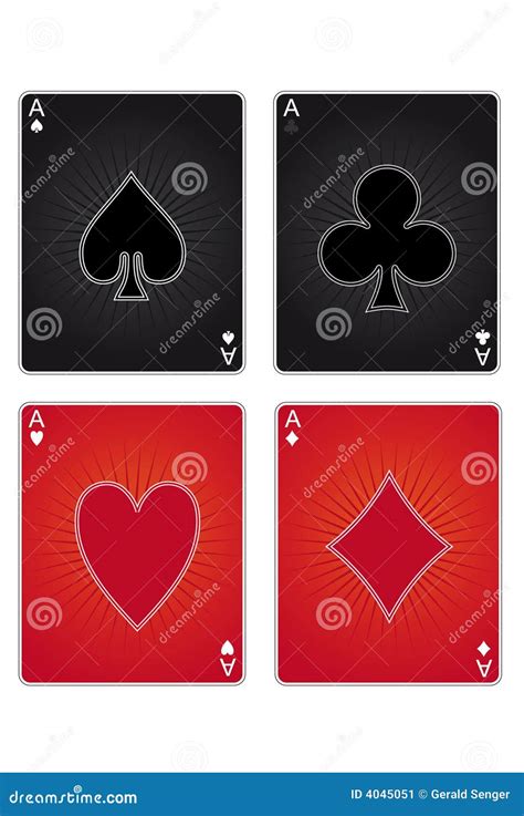 Set Of Four Aces Playing Cards Suits Playing Cards Isolated On