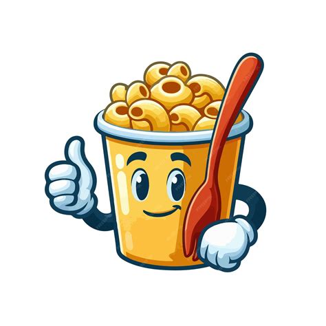 Premium Vector Cup Of Macaroni Mascot Character Giving Thumb Up