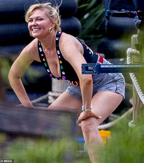 Kirsten Dunst Dances In Cleavage Bearing Bedazzled Swimsuit And Daisy Duke Shorts Daily Mail