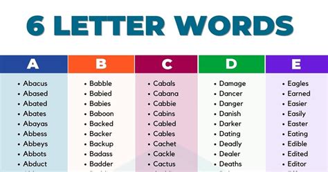 Common 6 Letter Words A Great List Of 2800 Six Letter Words