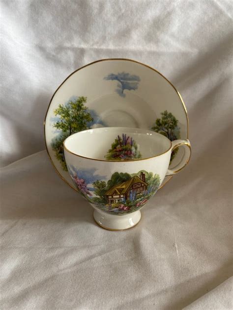 Royal Vale Tea Cup And Saucer Cottage Pattern 7382 Smooth Etsy