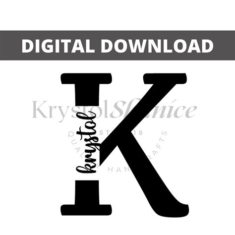 Letter K Cut Out Split Monogram Svg Alphabet Monogram Svg Monogram Svg