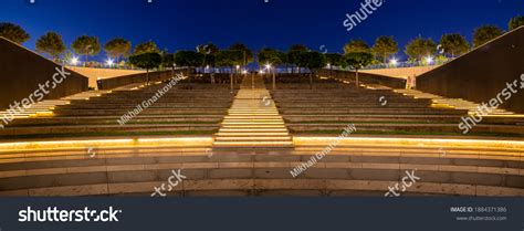 Modern Amphitheater Like Ancient Theatre Night Stock Photo 1884371386