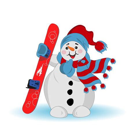 Snowman With Snowboard Vector Custom Designed Illustrations