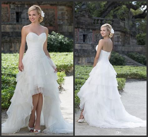Discount2016 Sincerity Bridal High Low Wedding Dresses Pleated Bodice Sweetheart Neckline With