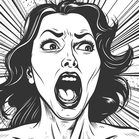 Premium Vector Close Up Of Woman Screaming Face Black And White