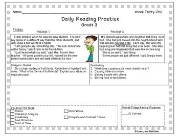Reading comprehension first grade reading comprehension free printable worksheets for 1st grade 10 Free Passages: Daily Reading Comprehension Grade 3 | TpT