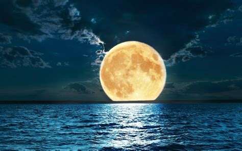 Ocean On Full Moon Night Fond Décran Hd Arrière Plan 2880x1800