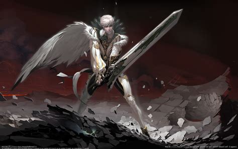 Wallpaper Illustration Digital Art Video Games Anime Sword Mythology Wing Screenshot