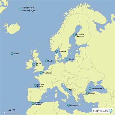 Europa ist nach australien der zweitkleinste kontinent der erde. StepMap - Randmeere und Meeresengen Europas - Landkarte ...