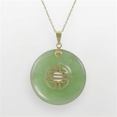K Gold Jade Disc Pendant Jade Jewelry Necklace Key Pendant