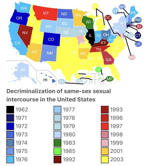 Mapsonthewebthe Decriminalization Of Same Sex Adult Intercourse Across The Us Until Lawrence