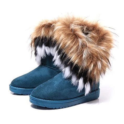 Womens Bohemian Winter Furry Boots With Long Fur On Luulla