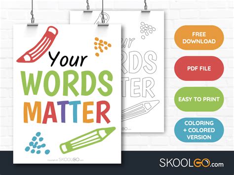 Your Words Matter Free Classroom Poster Skoolgo