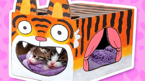 Cardboard Tiger Cat House Crafts Ideas With Boxes Diy On