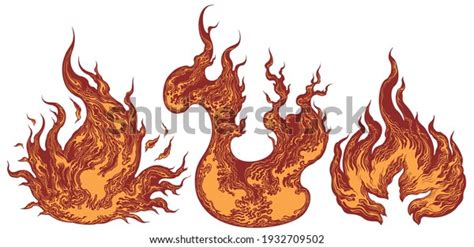 Spurts Flame Design Set Art Detailed Stock Vector Royalty Free