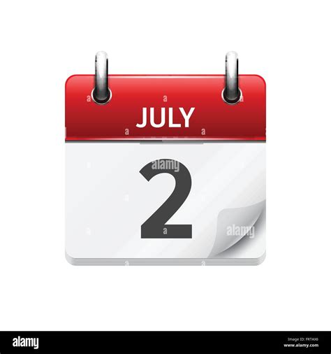 July 2 Vector Flat Daily Calendar Icon Date And Time Day Month