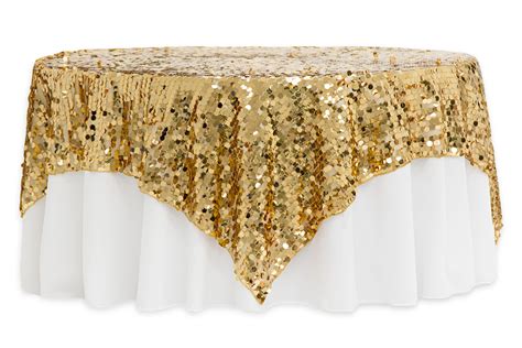 Large Payette Sequin Table Overlay Topper 90x90 Square Gold Table