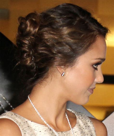 Jessica Alba Long Curly Formal Updo Hairstyle Dark