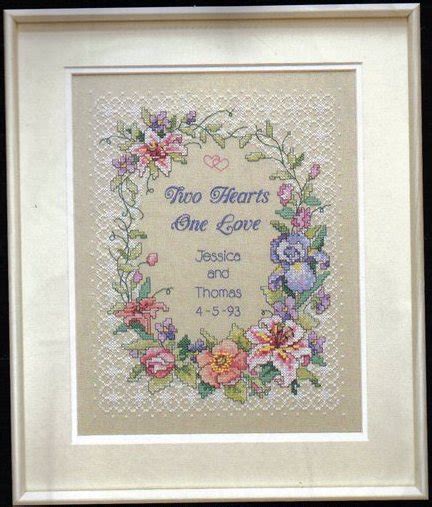 Samplers dreamworkers find your perfect free wedding cross stitch patterns on smartcrosstitch.com. Two Hearts Wedding Record cross stitch pattern - Counted ...
