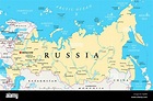 Carte politique de la Russie à Moscou, capitale des frontières ...