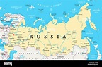 Rusia mapa político con capital de Moscú, las fronteras nacionales ...