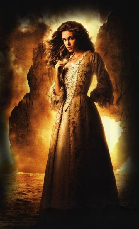 Keira Knightley In A Gown Of Pale Gold Brocade And Lace As Elizabeth Swann In Pirates Of The