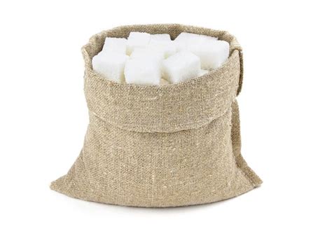 Sugar In A Sack Isolated On A White Background White Sugar In Burlap