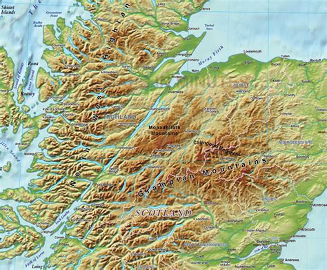 Scotland Regions Map With 600dpi High Res Strong Colour Relief