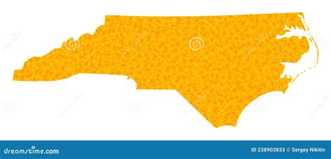 Gold Vector Map Of North Carolina State Stock Vector Illustration Of