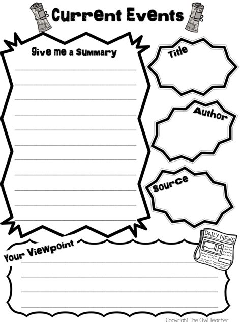 Printable Current Events Worksheets