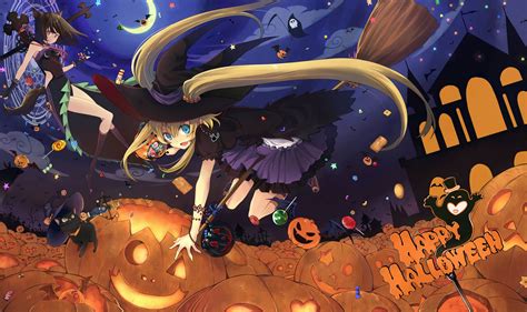 Download Halloween Witch Girl Anime Art Wallpaper